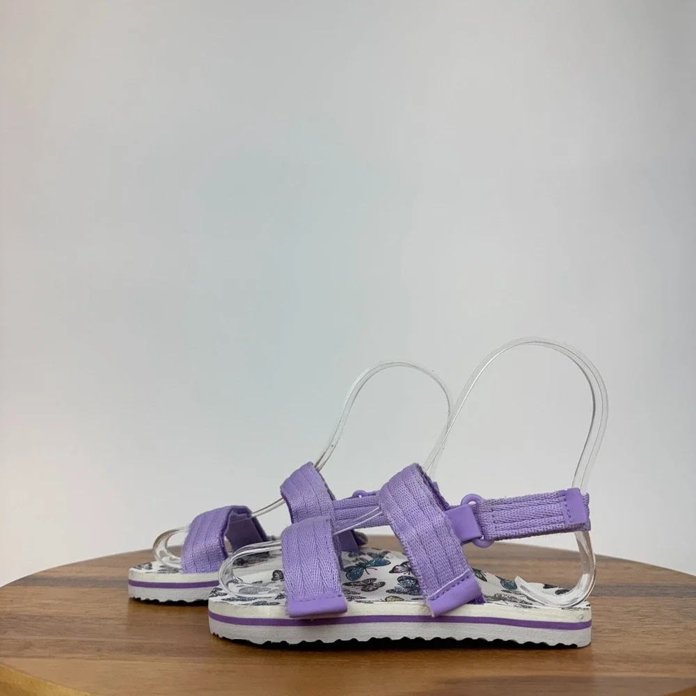 New Little Kids Wave Zone Purple Butterfly‎ Strappy Comfort Sandals Size 10 C